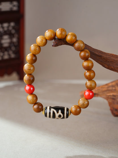 VerdantStrand Hainan Agarwood & Dzi Bead Amulet Bracelet