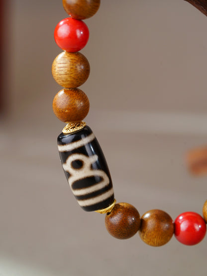 VerdantStrand Hainan Agarwood & Dzi Bead Amulet Bracelet