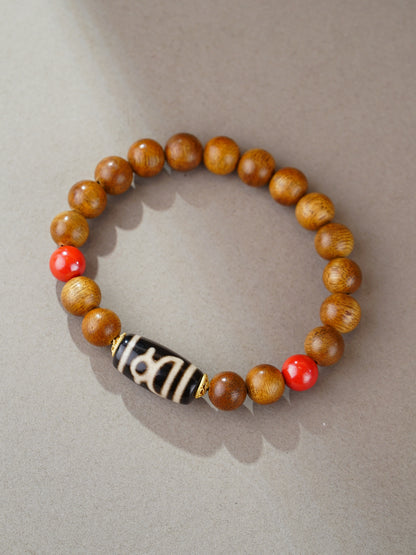 VerdantStrand Hainan Agarwood & Dzi Bead Amulet Bracelet