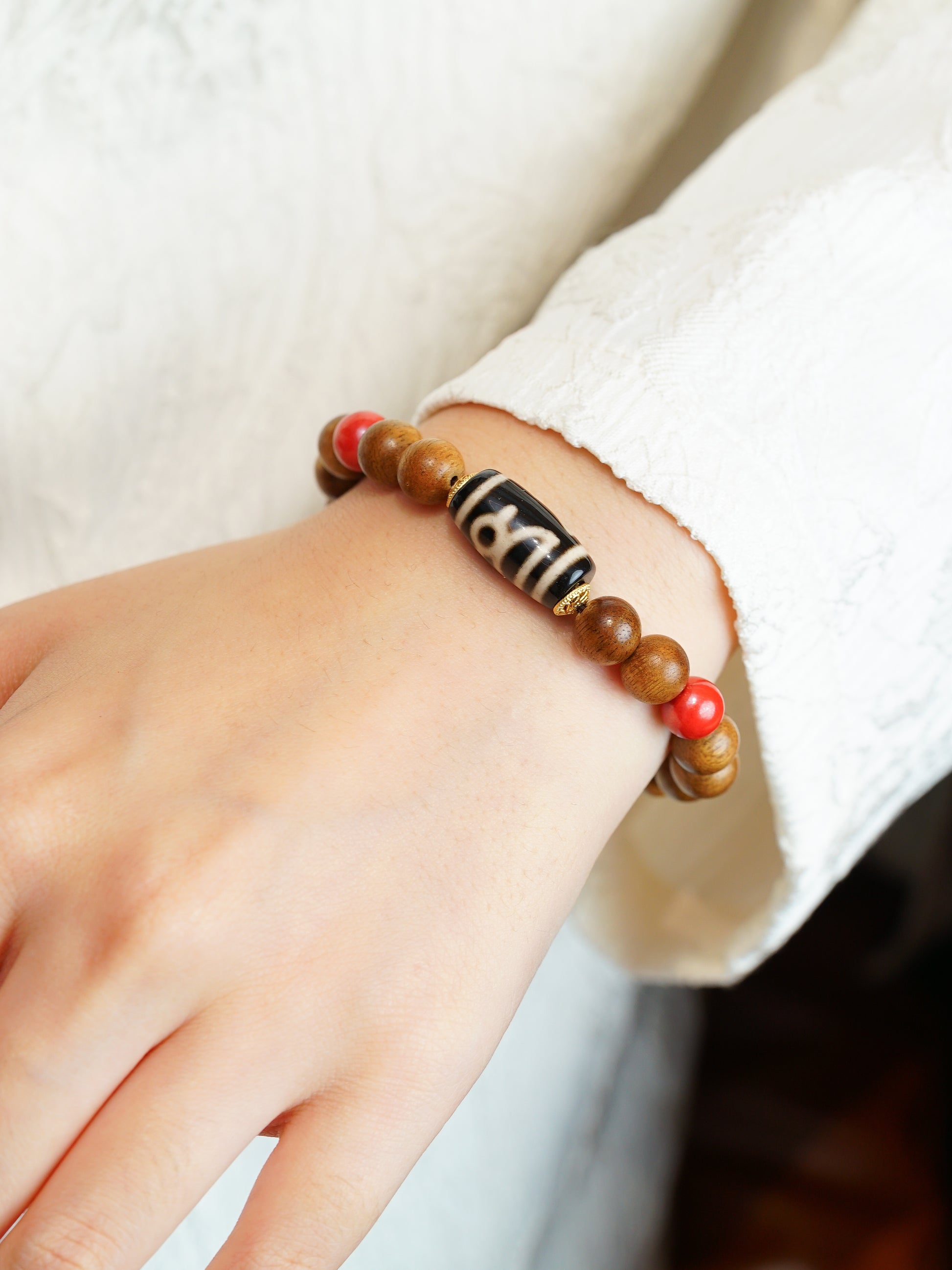 VerdantStrand Hainan Agarwood & Dzi Bead Amulet Bracelet