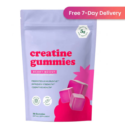 Sugar-Free Creatine Monohydrate Gummies – 5,000mg Daily Performance & Focus Chews (Mixed Berry, 36ct)
