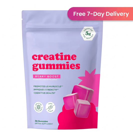 Sugar-Free Creatine Monohydrate Gummies – 5,000mg Daily Performance & Focus Chews (Mixed Berry, 36ct)