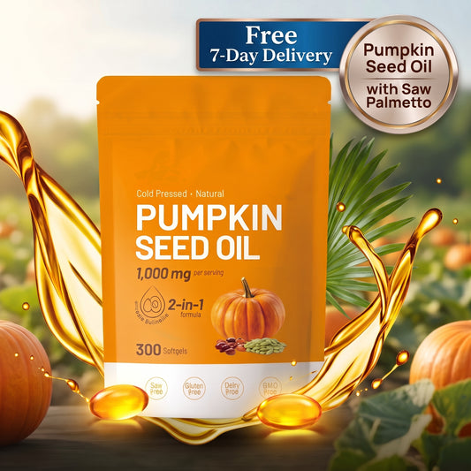Organic Cold-Pressed Pumpkin Seed Oil & Saw Palmetto Softgels (3,000mg Complex – 300 Count)