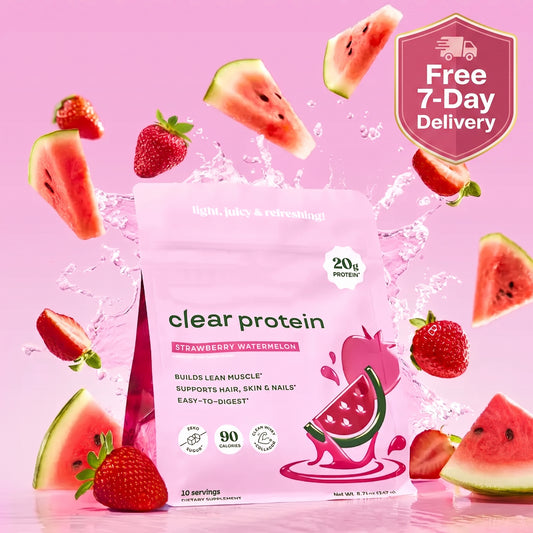 Clear Whey Protein Isolate Powder – 20g Protein, Collagen & Digestive Enzymes (Strawberry Watermelon, 10 Servings)