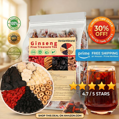 Kidney Tea Formula Ginseng Six Treasure Tea Now 30% Off on Amazon,(1 Pack/25 Bags)