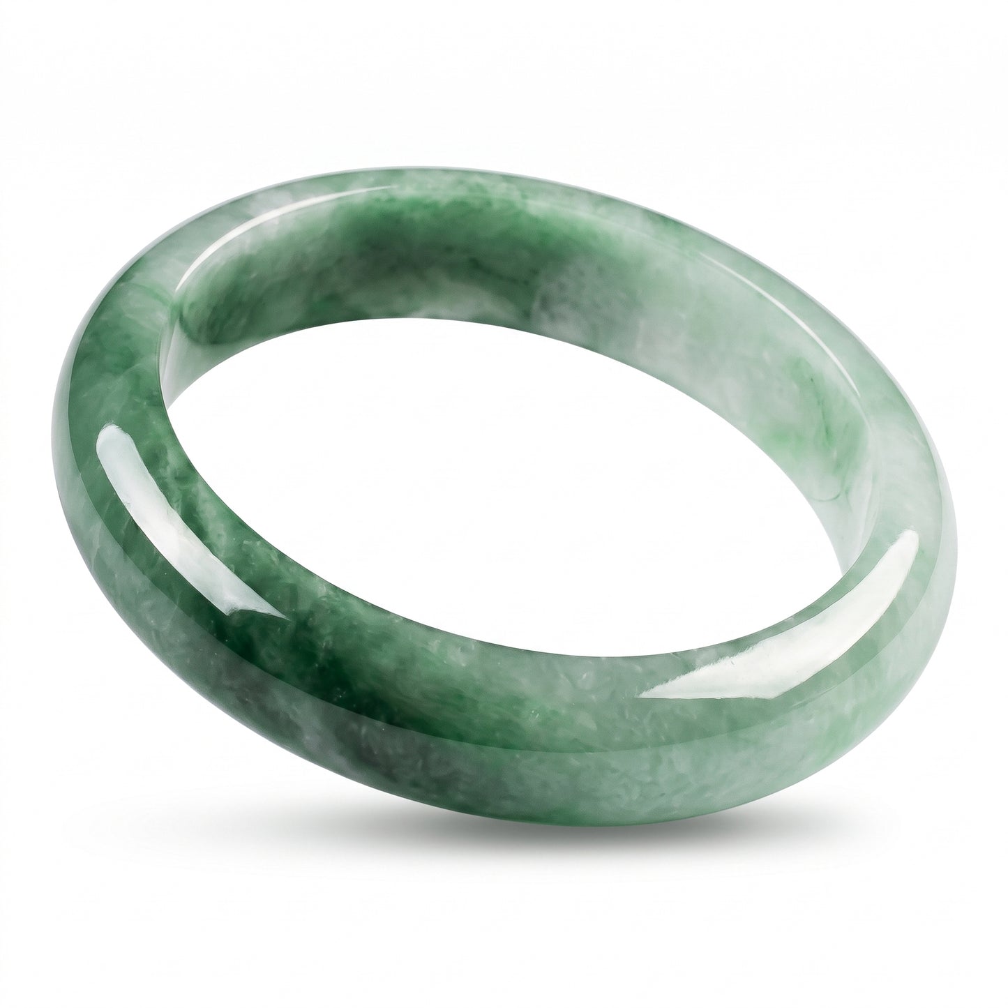 Natural Jade Fortune Blessing Bangle Bracelet - Green Jadeite Jewelry for Women