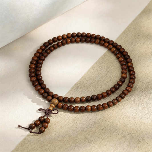 VerdantStrand Golden Sandalwood 108-Bead Mala Bracelet