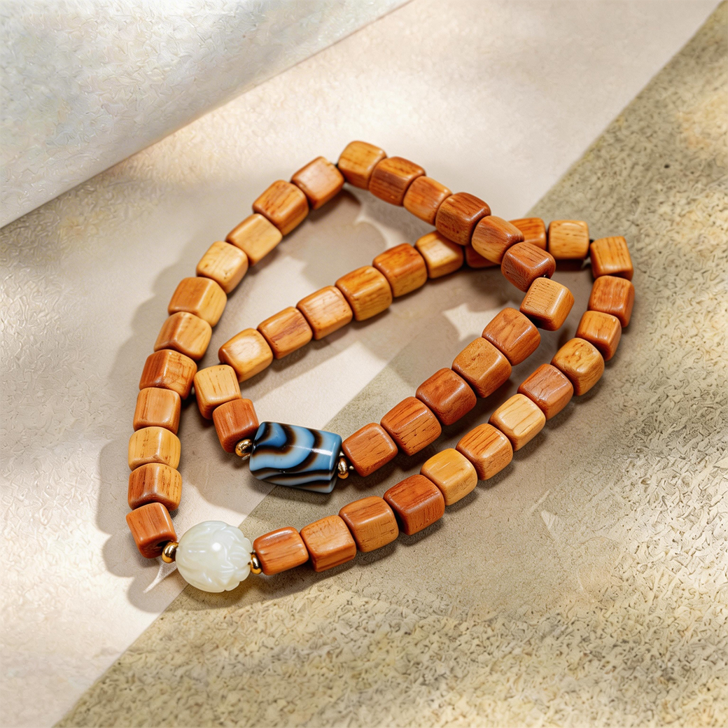 VerdantStrand Barbie Sandalwood & Bodhi Seed Double-Strand Bracelet