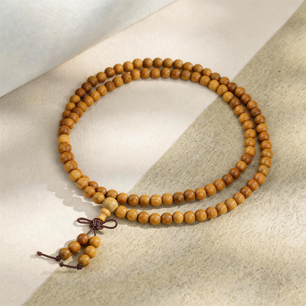 VerdantStrand Cypress Wood 108-Bead Mala Bracelet(0.8cm)