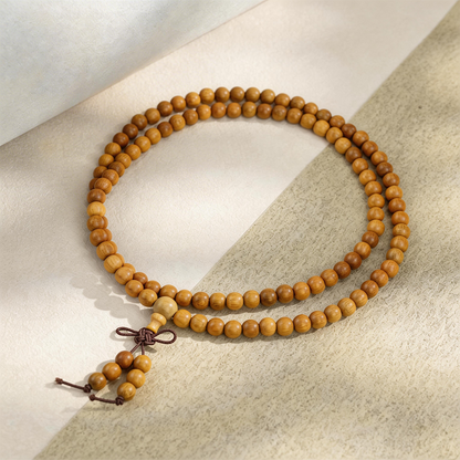 VerdantStrand Cypress Wood 108-Bead Mala Bracelet(0.8cm)