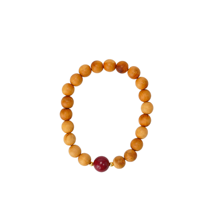 VerdantStrand Cypress Wood & Cinnabar Amulet Bracelet
