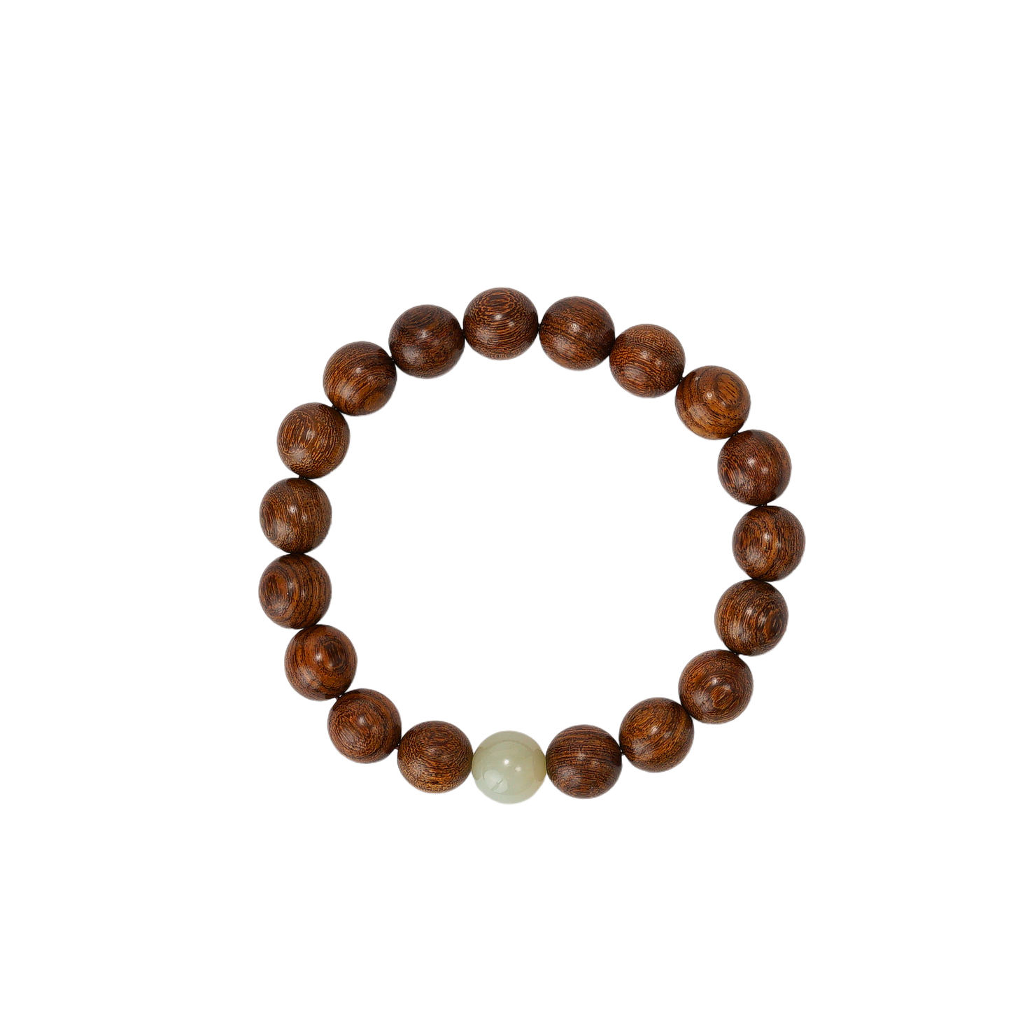 VerdantStrand Golden Sandalwood & Hetian Jade Amulet Bracelet