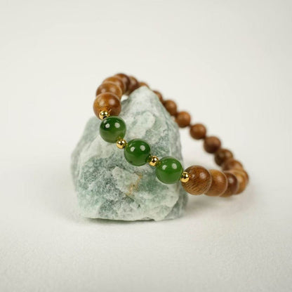 Hainan Agarwood & Green Jade Bracelet: Grounding Harmony and Renewal