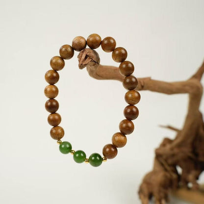 Hainan Agarwood & Green Jade Bracelet: Grounding Harmony and Renewal