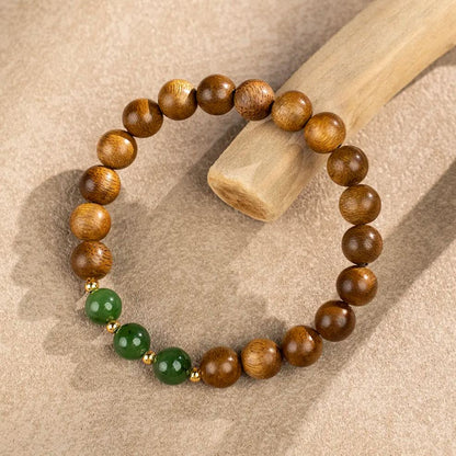 Hainan Agarwood & Green Jade Bracelet: Grounding Harmony and Renewal
