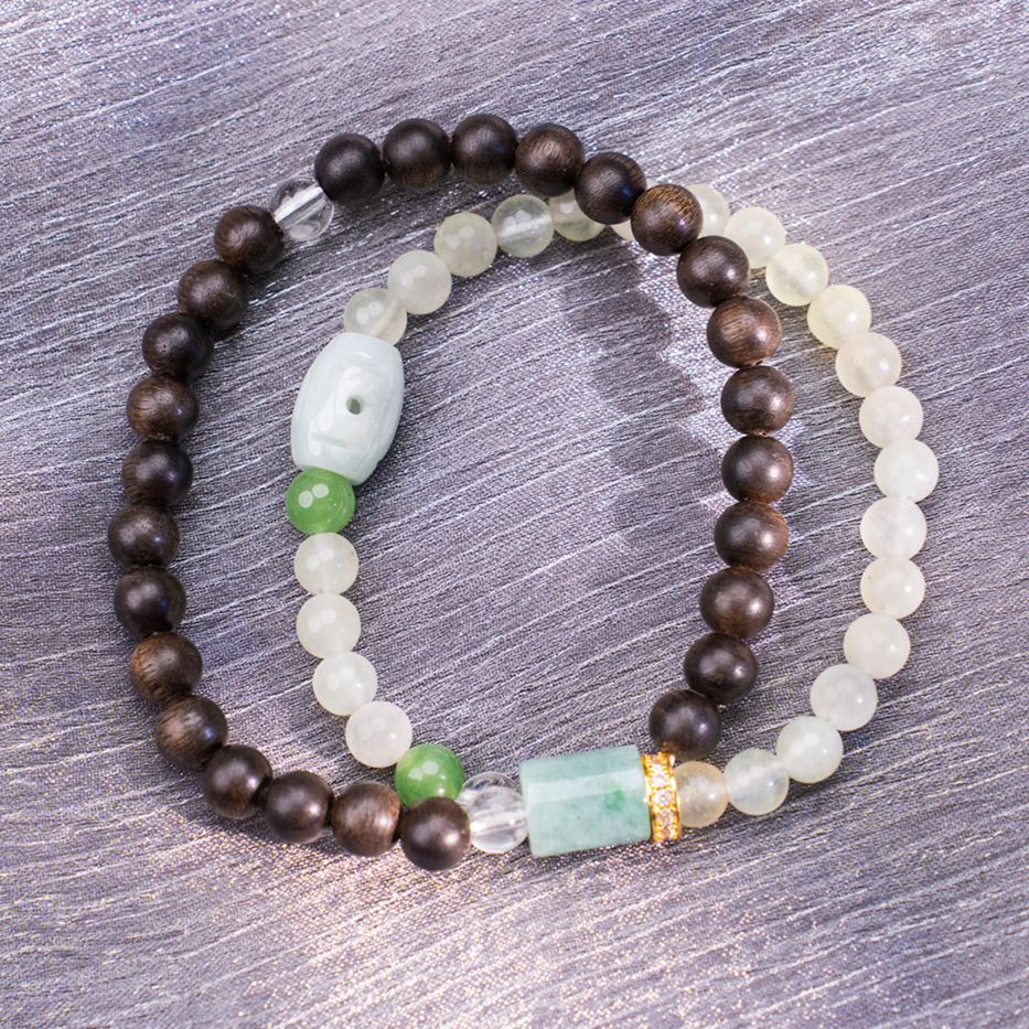 .6Diy A Agarwood & Jade Bracelet Agarwood Jade for encourage prosperity