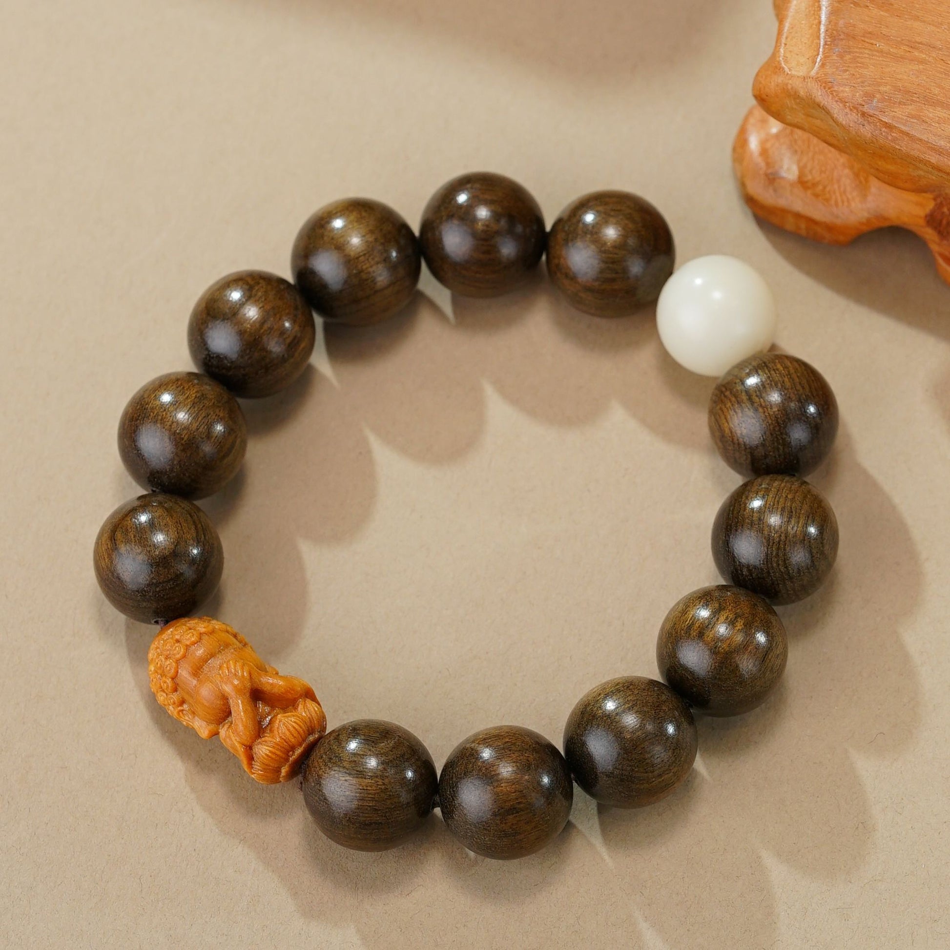 VerdantStrand Petrified Wood & Laughing Buddha Amulet Bracelet