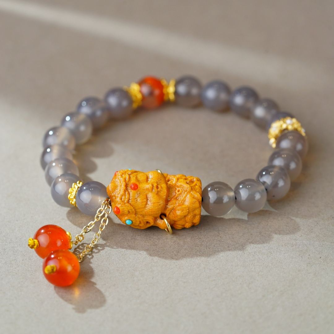 VerdantStrand Smoky Agate & Tara Amulet Bracelet
