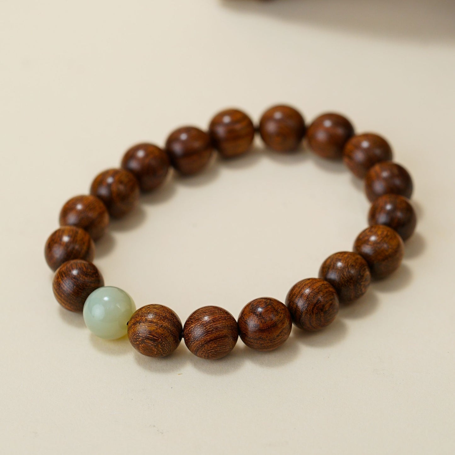 VerdantStrand Golden Sandalwood & Hetian Jade Amulet Bracelet