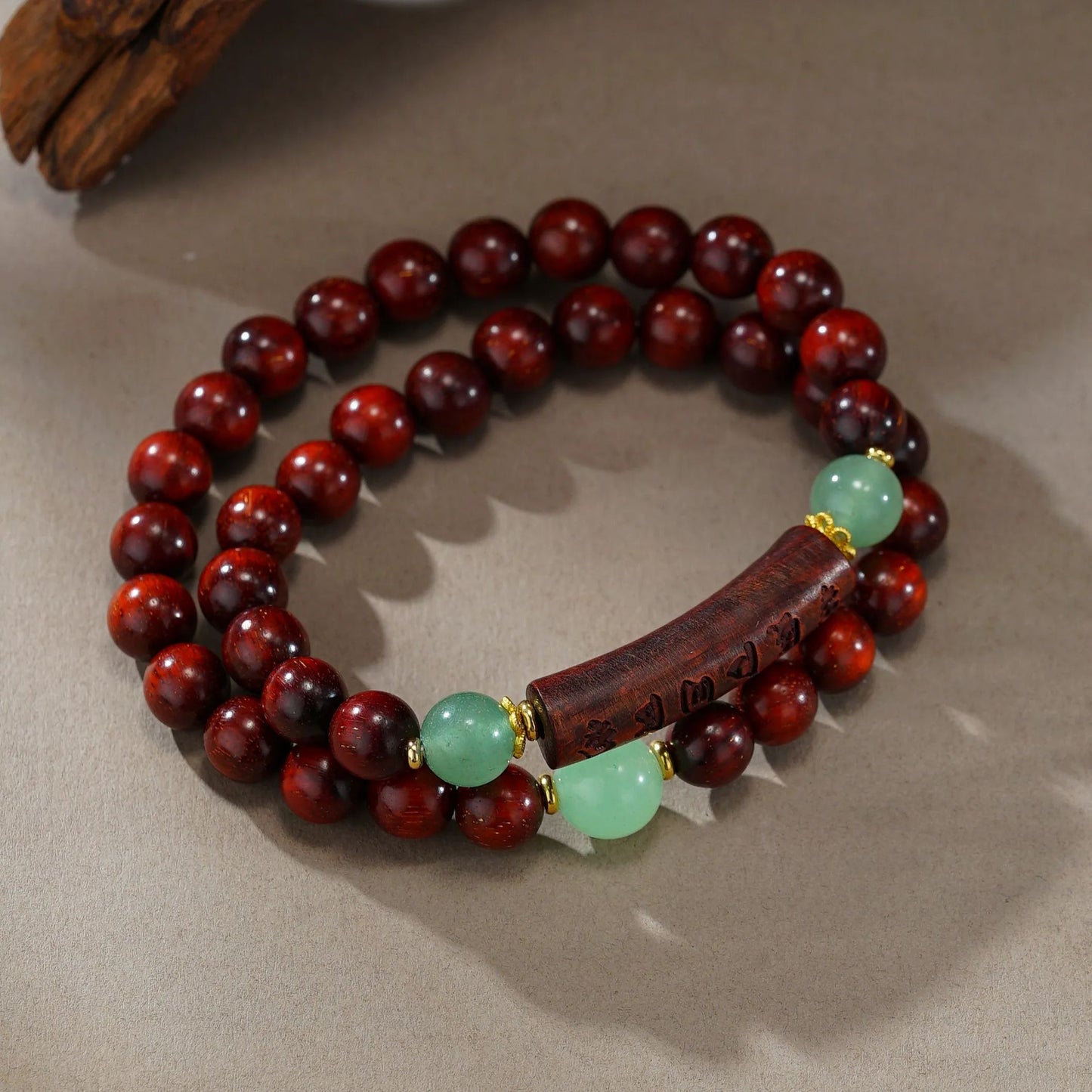 VerdantStrand Blood Sandalwood & Mantra Double-Strand Bracelet