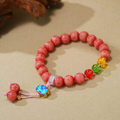 VerdantStrand Pink Bodhi Seed & Mantra Amulet Bracelet