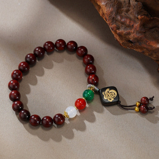 VerdantStrand Blood Sandalwood & Agate Blessing Bracelet