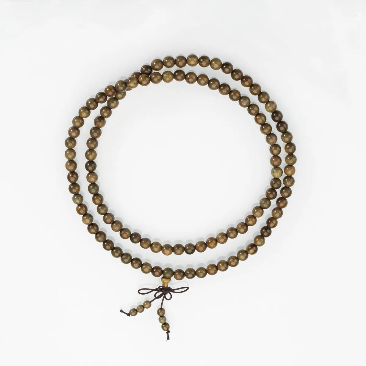 Green Sandalwood 108 Bead Mala: Natural Wood Meditation Beads