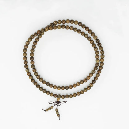 Green Sandalwood 108 Bead Mala: Natural Wood Meditation Beads