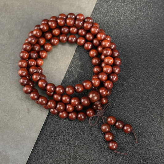 Red Rosewood 108 Bead Mala: Handcrafted Prayer Beads