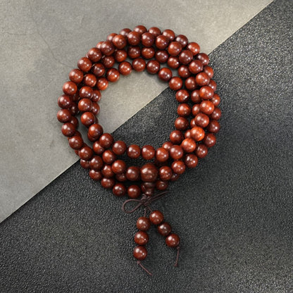 Red Rosewood 108 Bead Mala: Handcrafted Prayer Beads