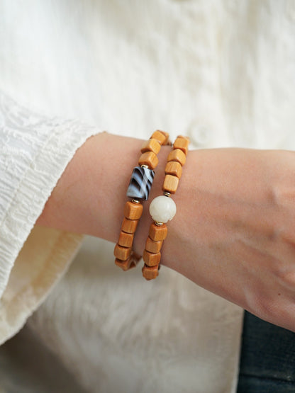VerdantStrand Barbie Sandalwood & Bodhi Seed Double-Strand Bracelet