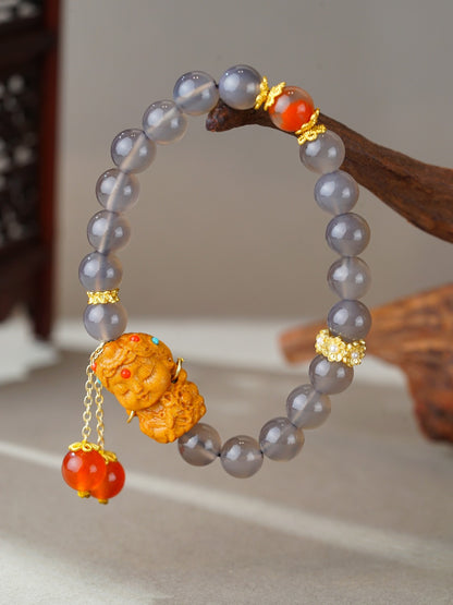 VerdantStrand Smoky Agate & Tara Amulet Bracelet