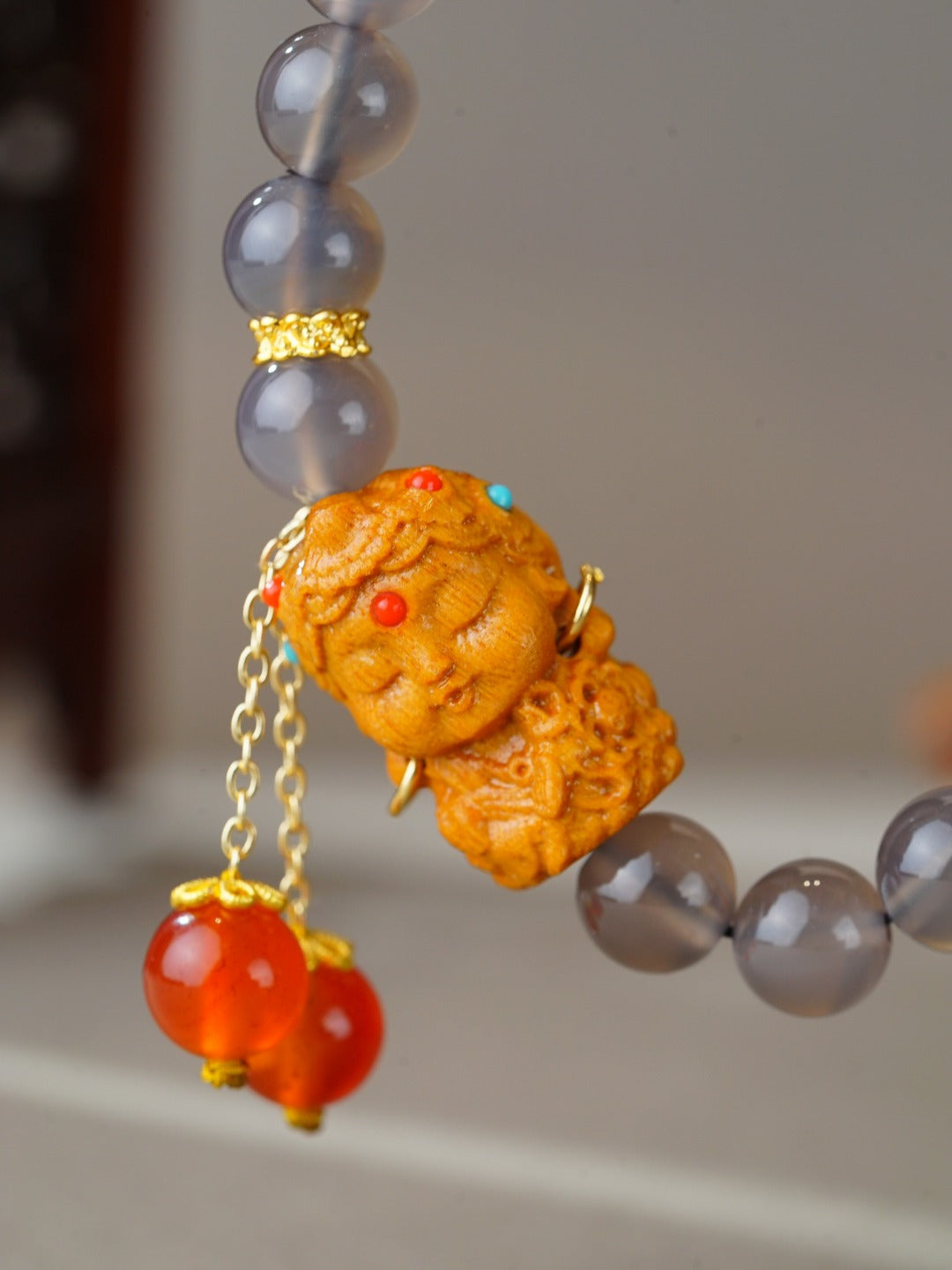 VerdantStrand Smoky Agate & Tara Amulet Bracelet