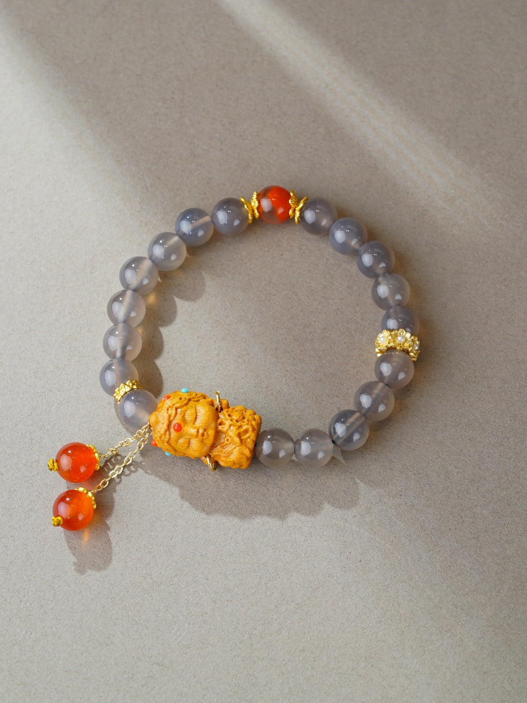 VerdantStrand Smoky Agate & Tara Amulet Bracelet