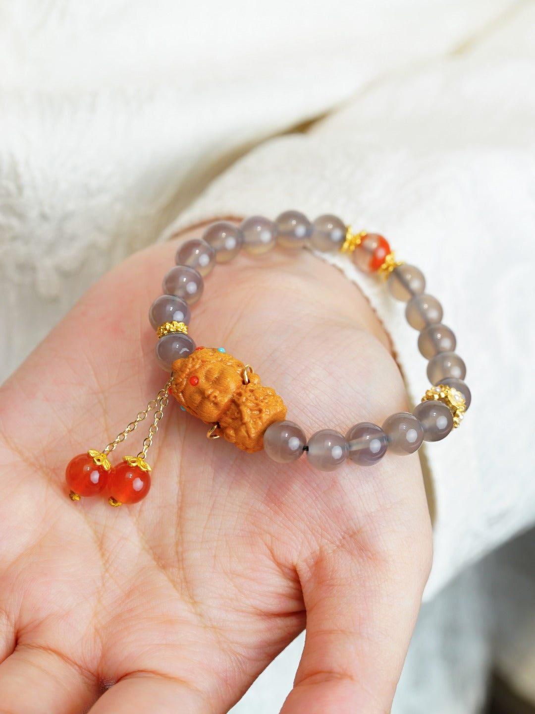 VerdantStrand Smoky Agate & Tara Amulet Bracelet