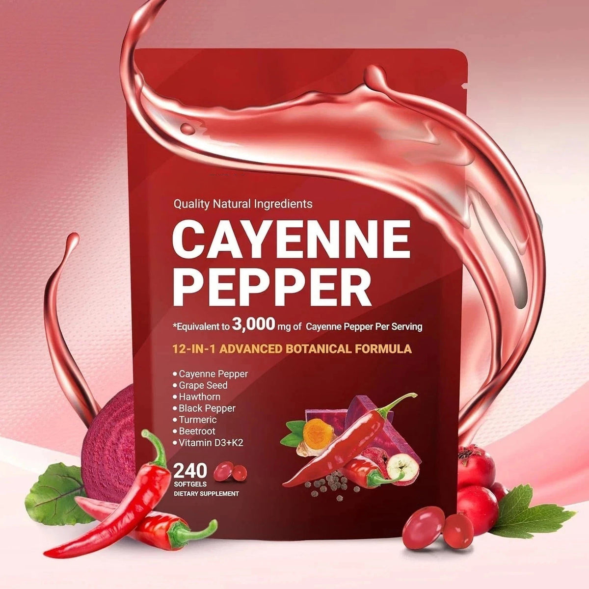 VivoNu Cayenne Pepper Softgels Supplement - 240 Capsules NEW FREE SHIP