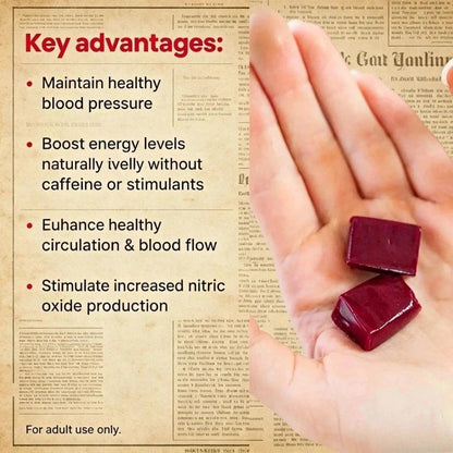 Two heart chews held in the palm of a hand